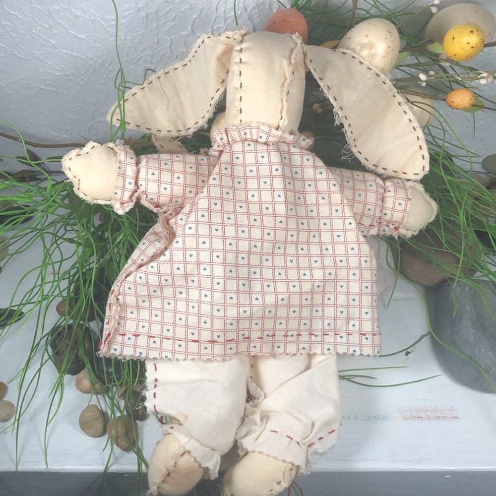 Bunny Rabbit Doll w/ Baby Farmhouse Handmade Distressed Rustic Rabbit Doll - Picture 10 of 12
